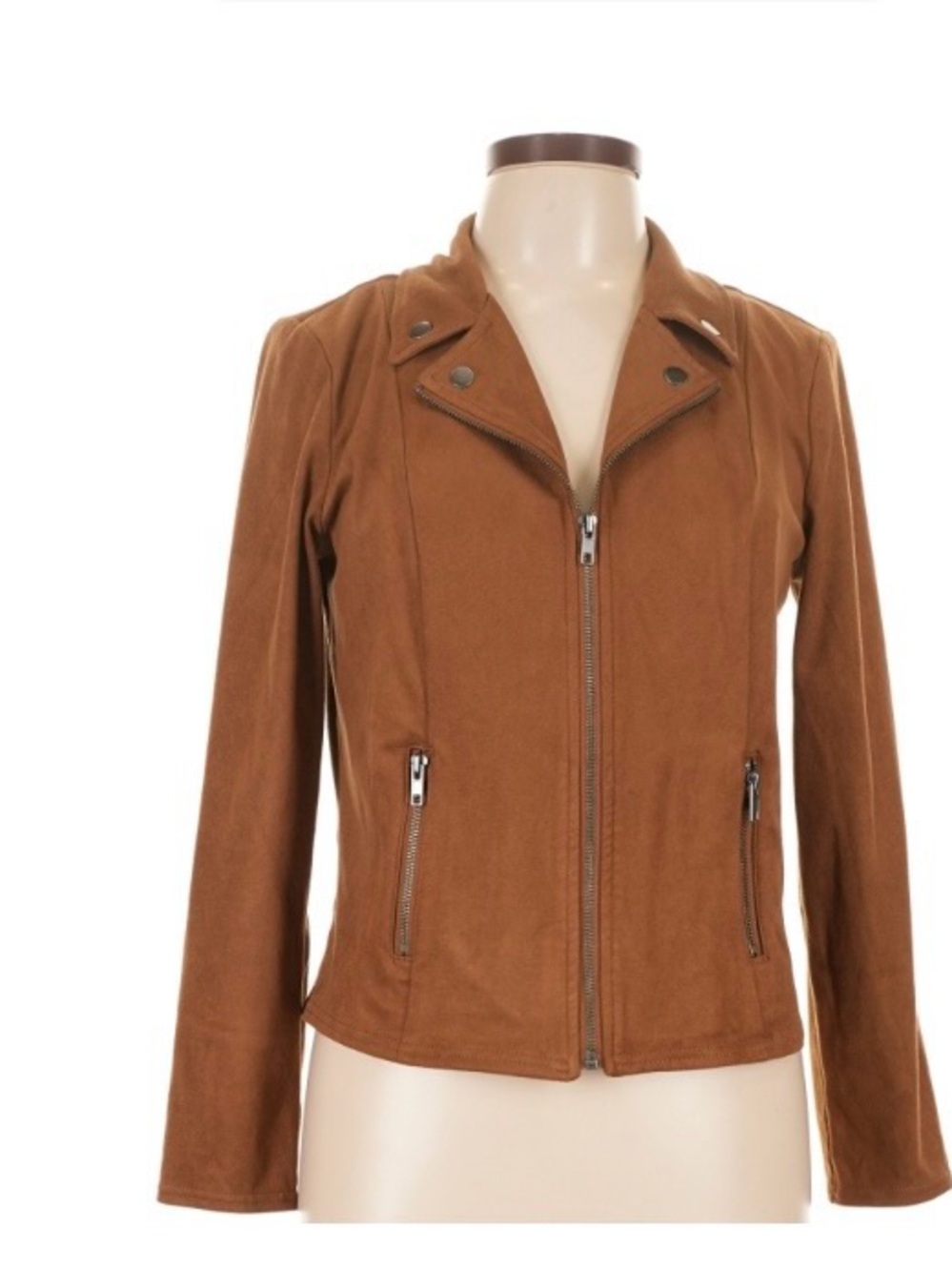 Style & Co. Suede-Look Chestnut Brown Jacket